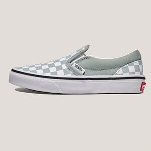 NWT Vans Gray and White Classic Checkered Slip-Ons